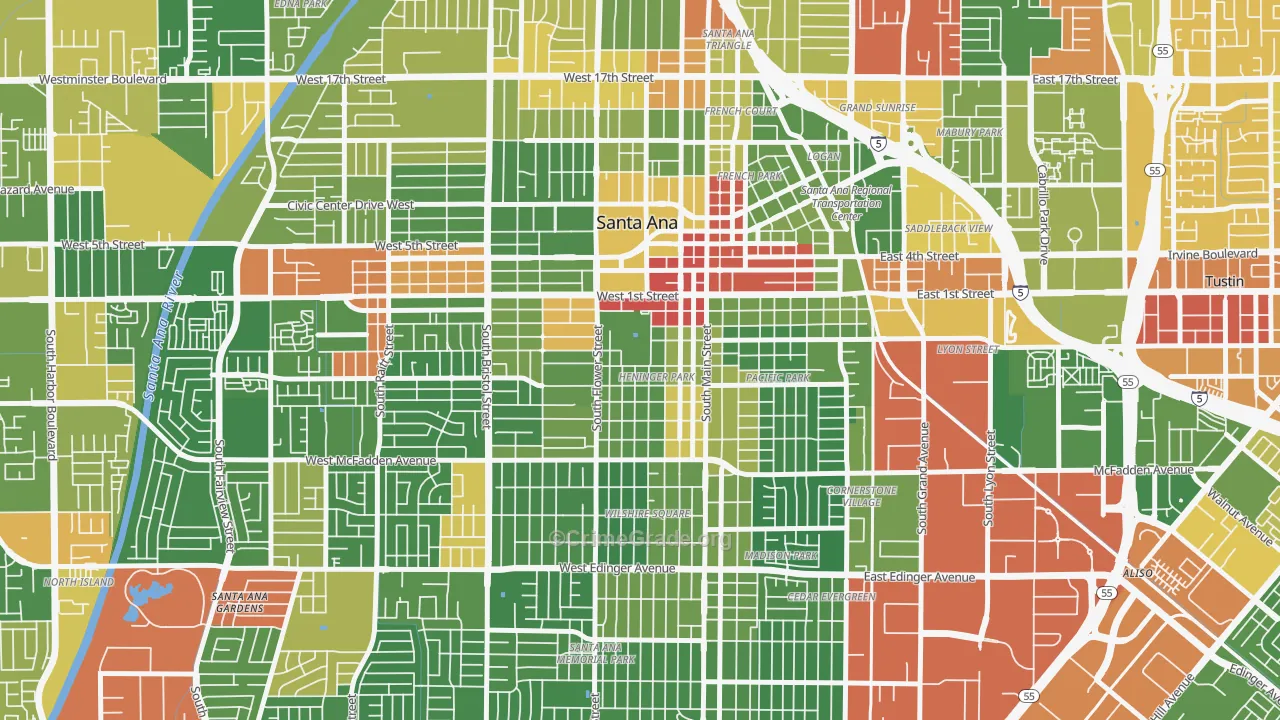 Henninger Park, Santa Ana, CA Map of Drug-Related Crime Rates