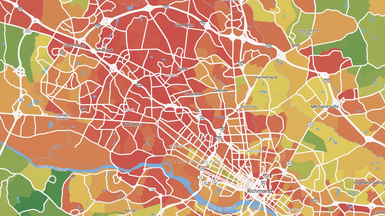 Henrico County, VA Map of Drug-Related Crime Rates