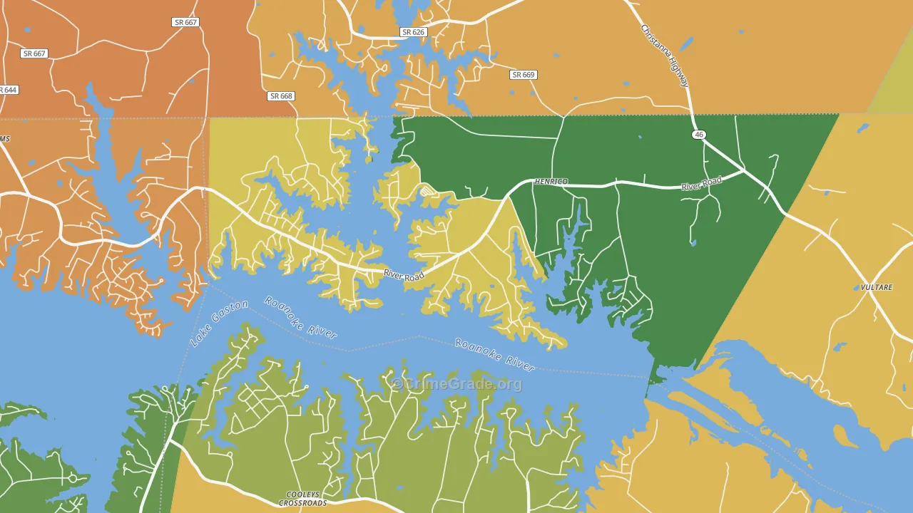Henrico, NC Map of Drug-Related Crime Rates