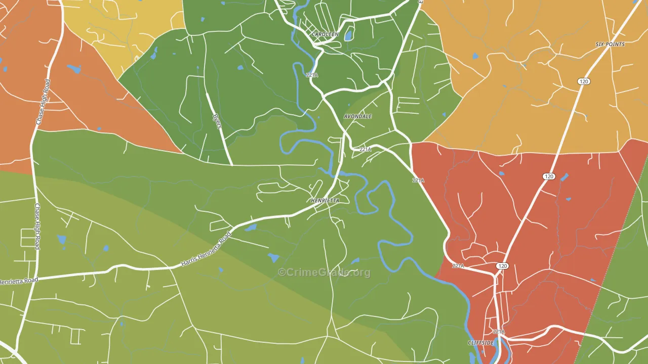 Henrietta, NC Map of Drug-Related Crime Rates