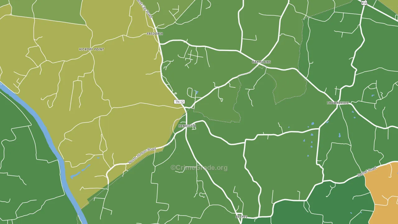Henrietta, TN Map of Drug-Related Crime Rates