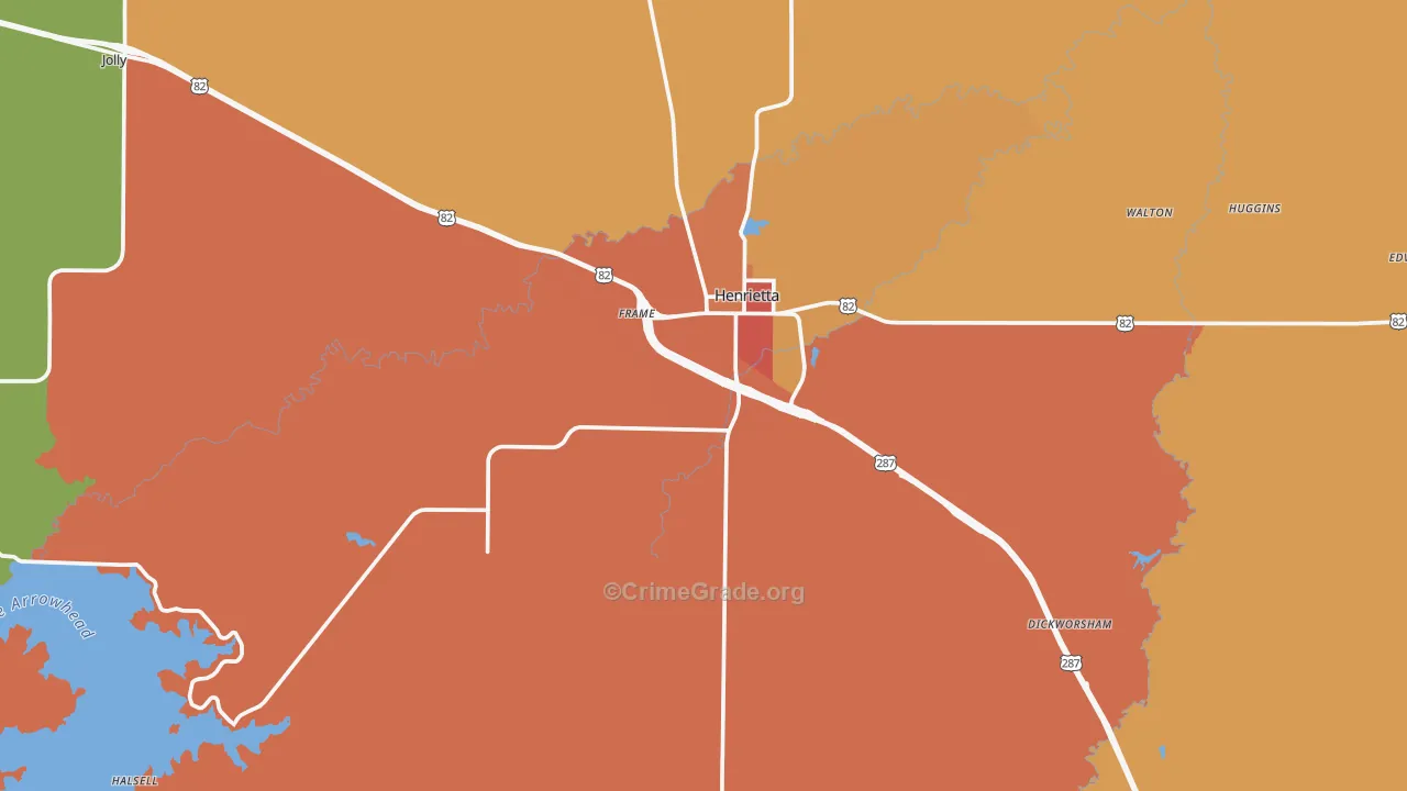 Henrietta, TX Map of Drug-Related Crime Rates
