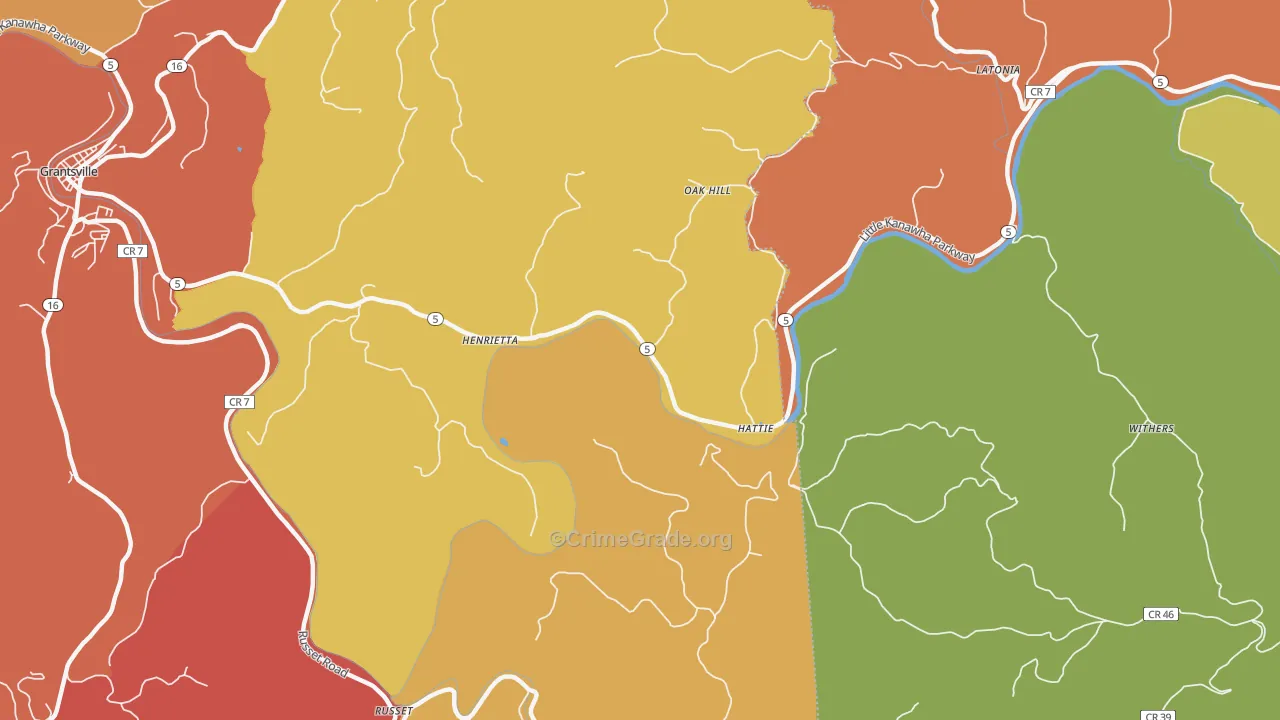 Henrietta, WV Map of Drug-Related Crime Rates