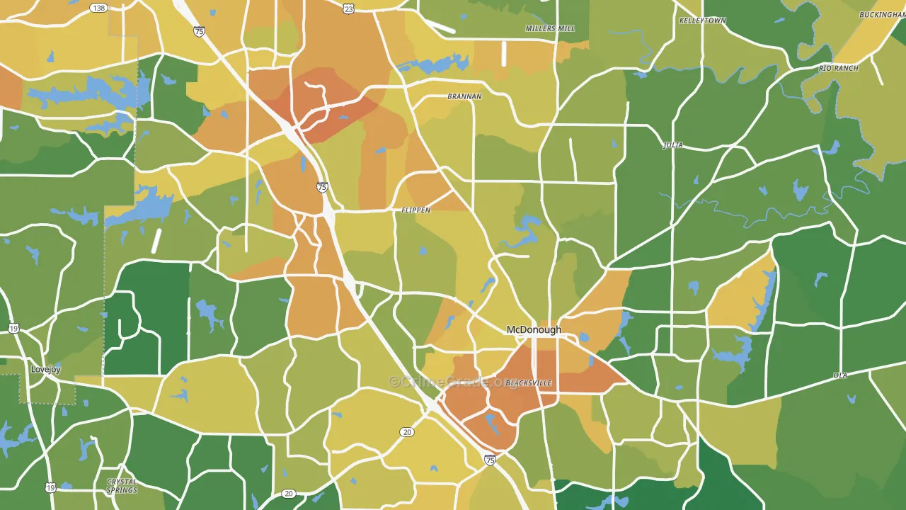 Henry County, GA Map of Drug-Related Crime Rates