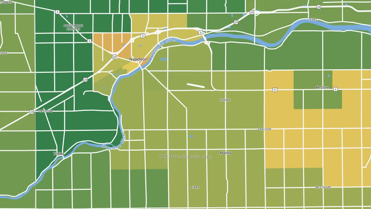 Henry County, OH Map of Drug-Related Crime Rates