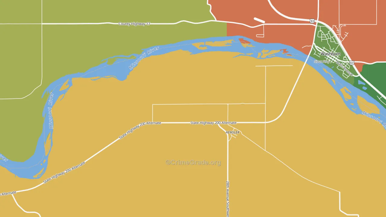 Hensler, ND Map of Drug-Related Crime Rates