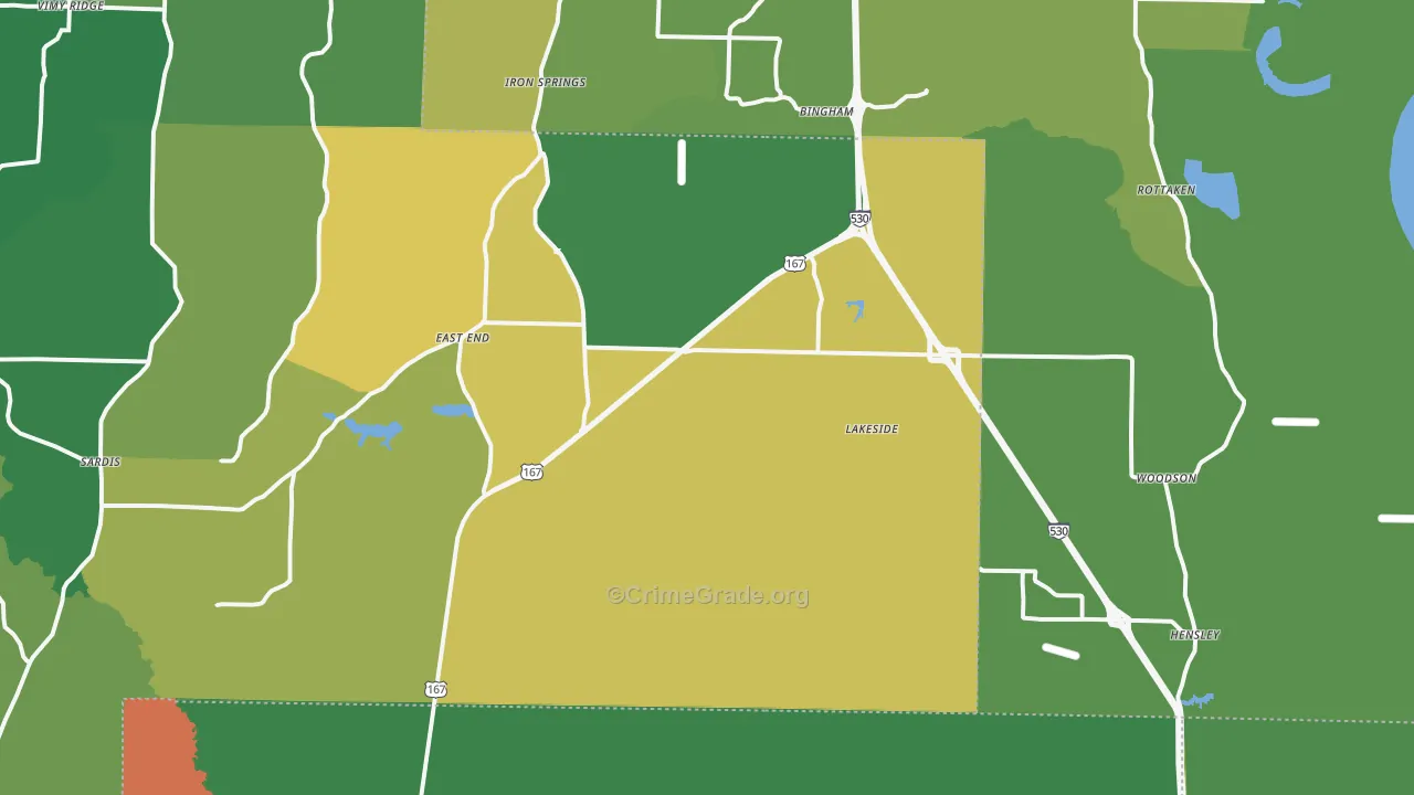 Hensley, AR Map of Drug-Related Crime Rates