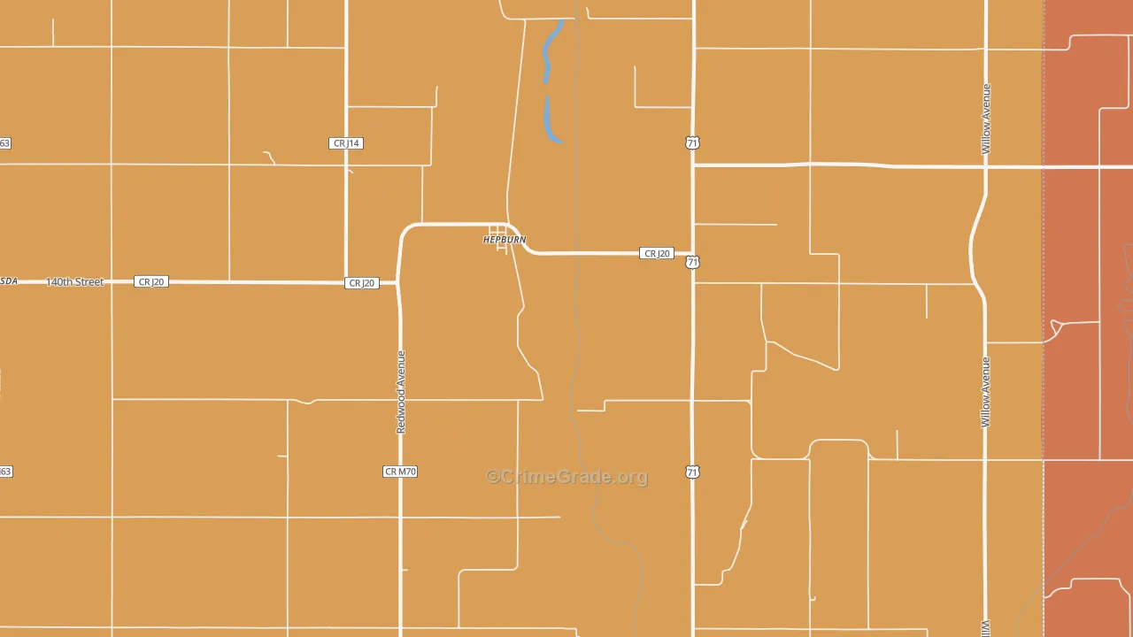 Hepburn, IA Map of Drug-Related Crime Rates