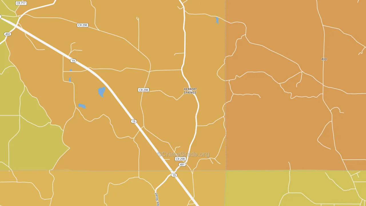 Herbert Springs, MS Map of Drug-Related Crime Rates