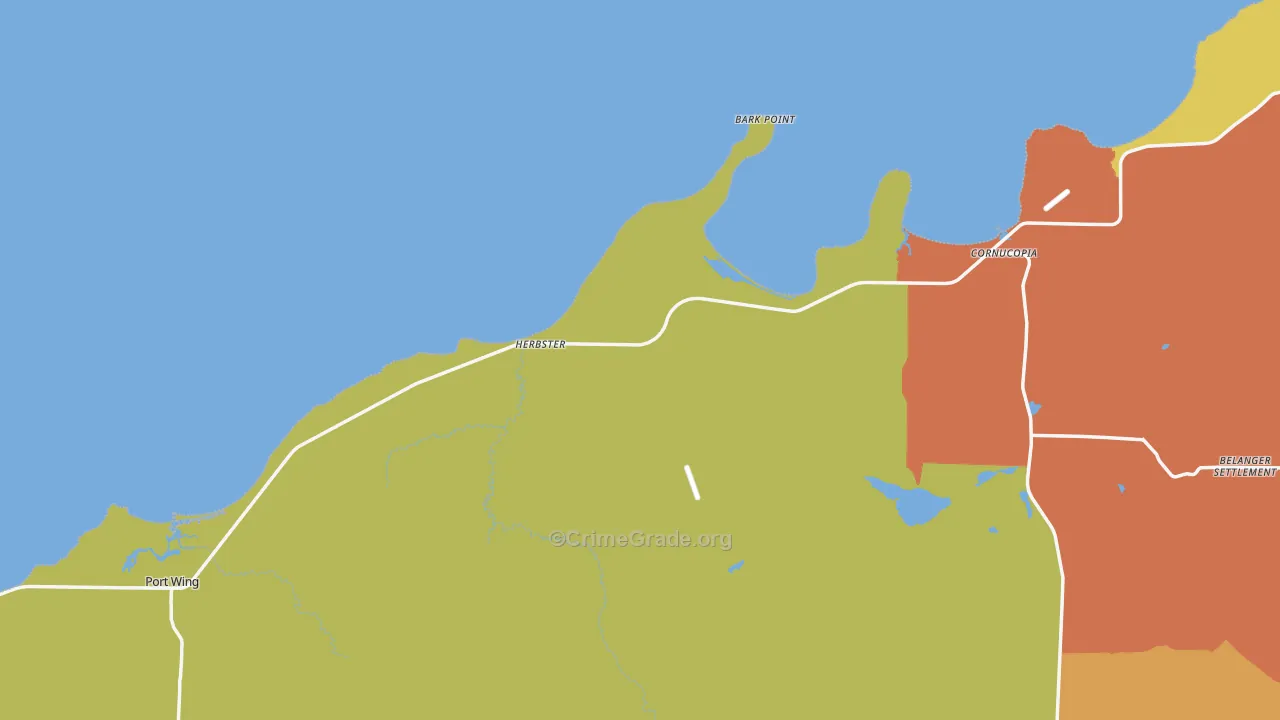 Herbster, WI Map of Drug-Related Crime Rates