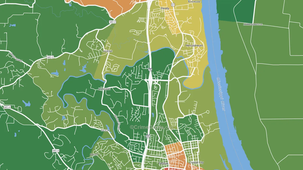 Herculaneum, MO Map of Drug-Related Crime Rates