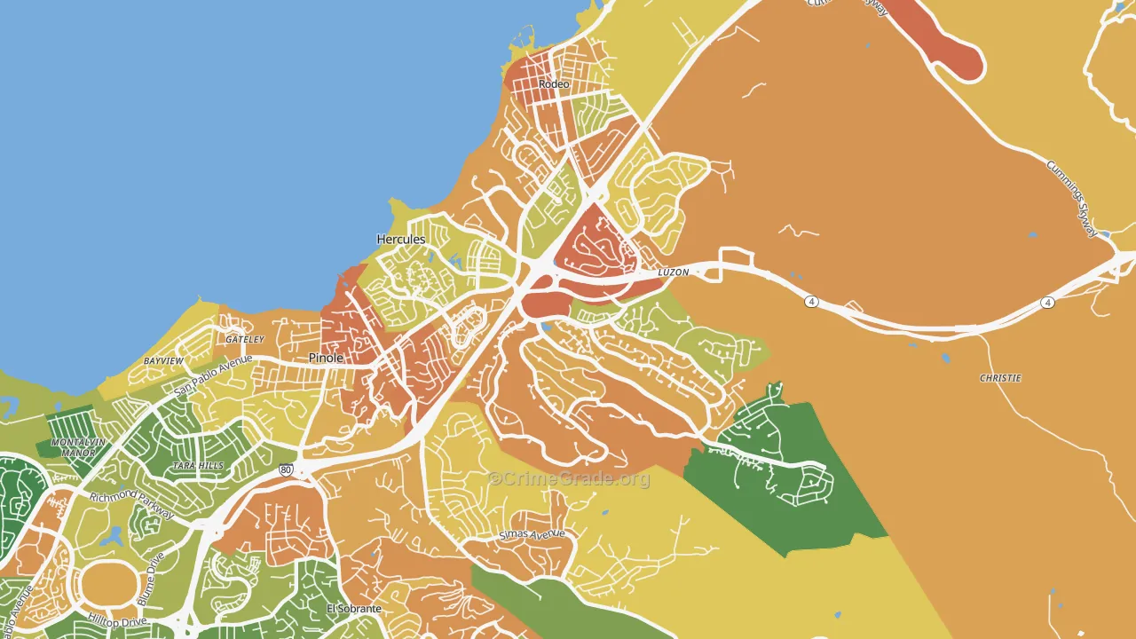 Hercules, CA Map of Drug-Related Crime Rates