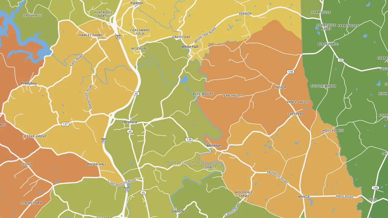 Hereford, MD Map of Drug-Related Crime Rates