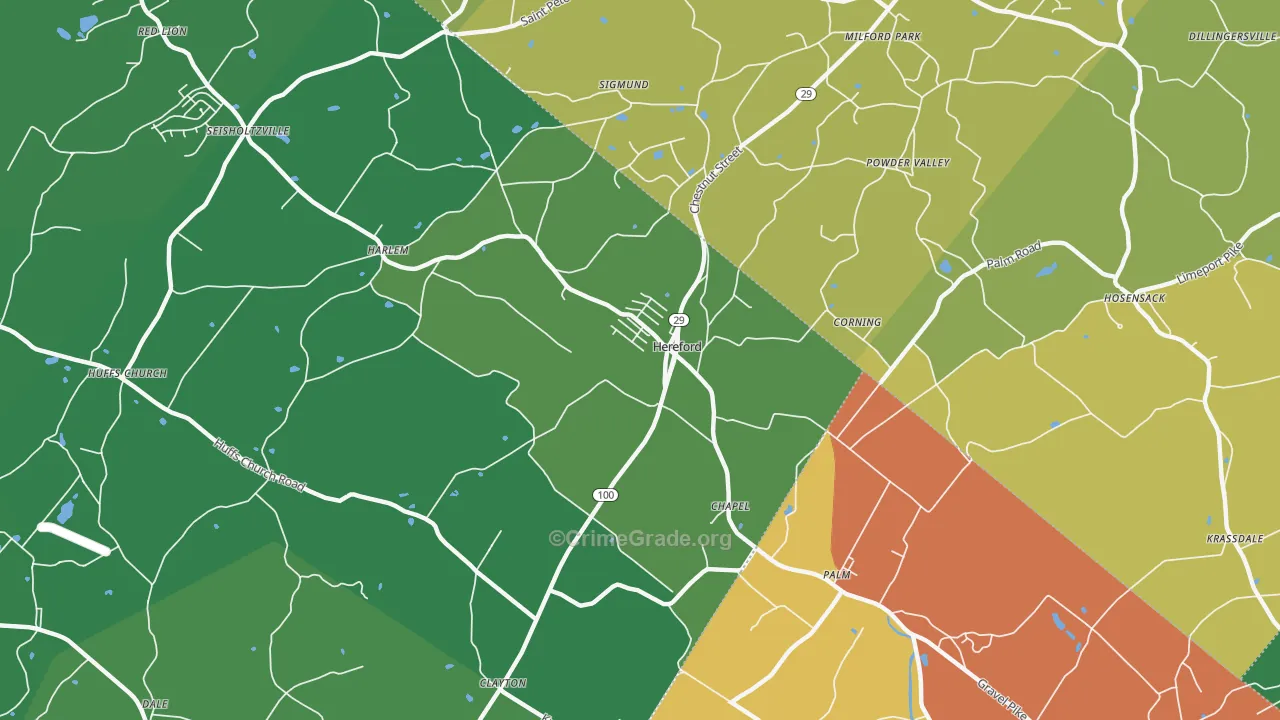 Hereford, PA Map of Drug-Related Crime Rates
