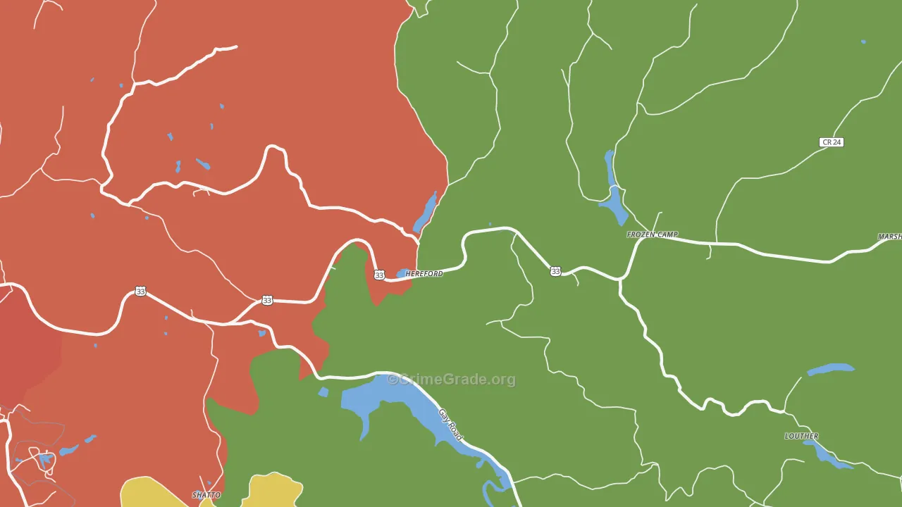 Hereford, WV Map of Drug-Related Crime Rates