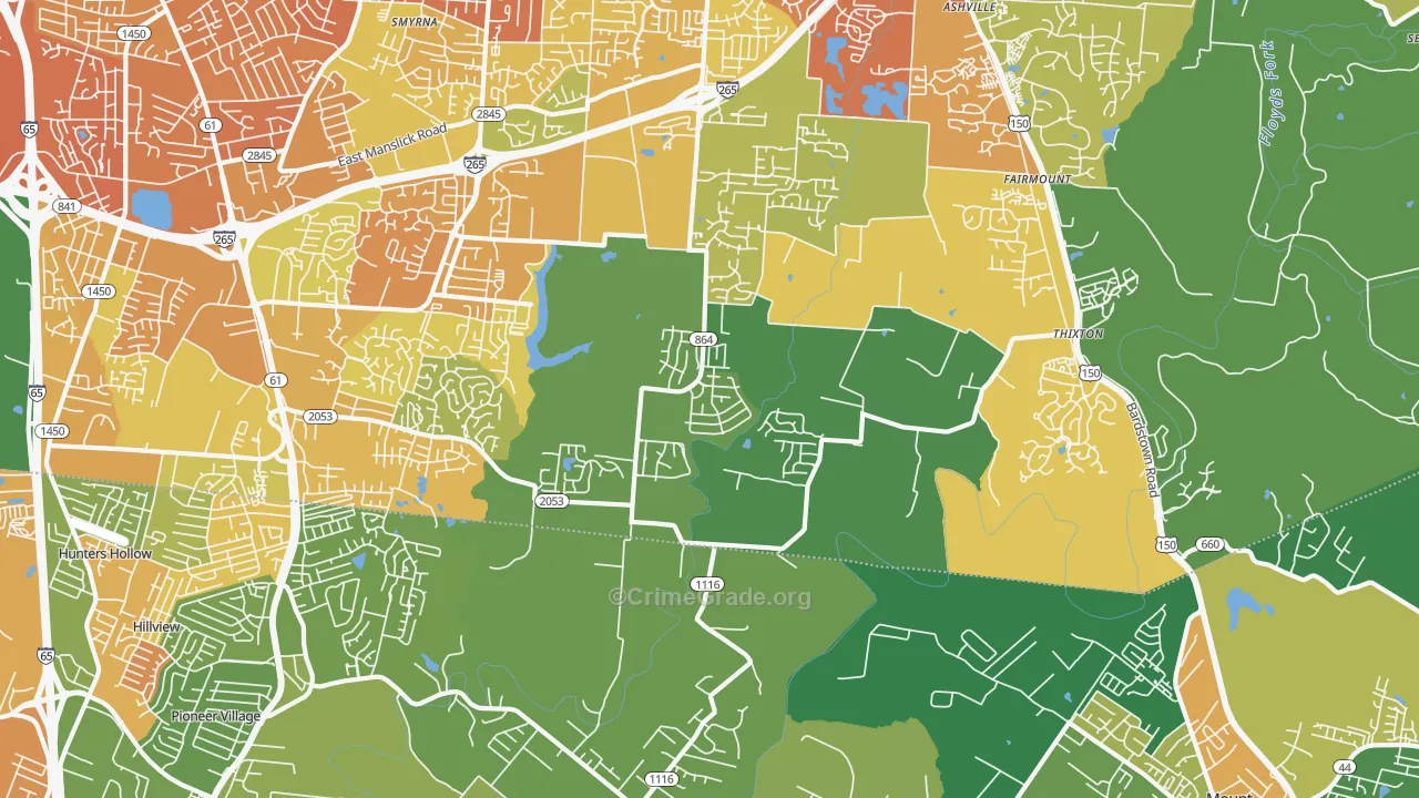 Heritage Creek, KY Map of Drug-Related Crime Rates