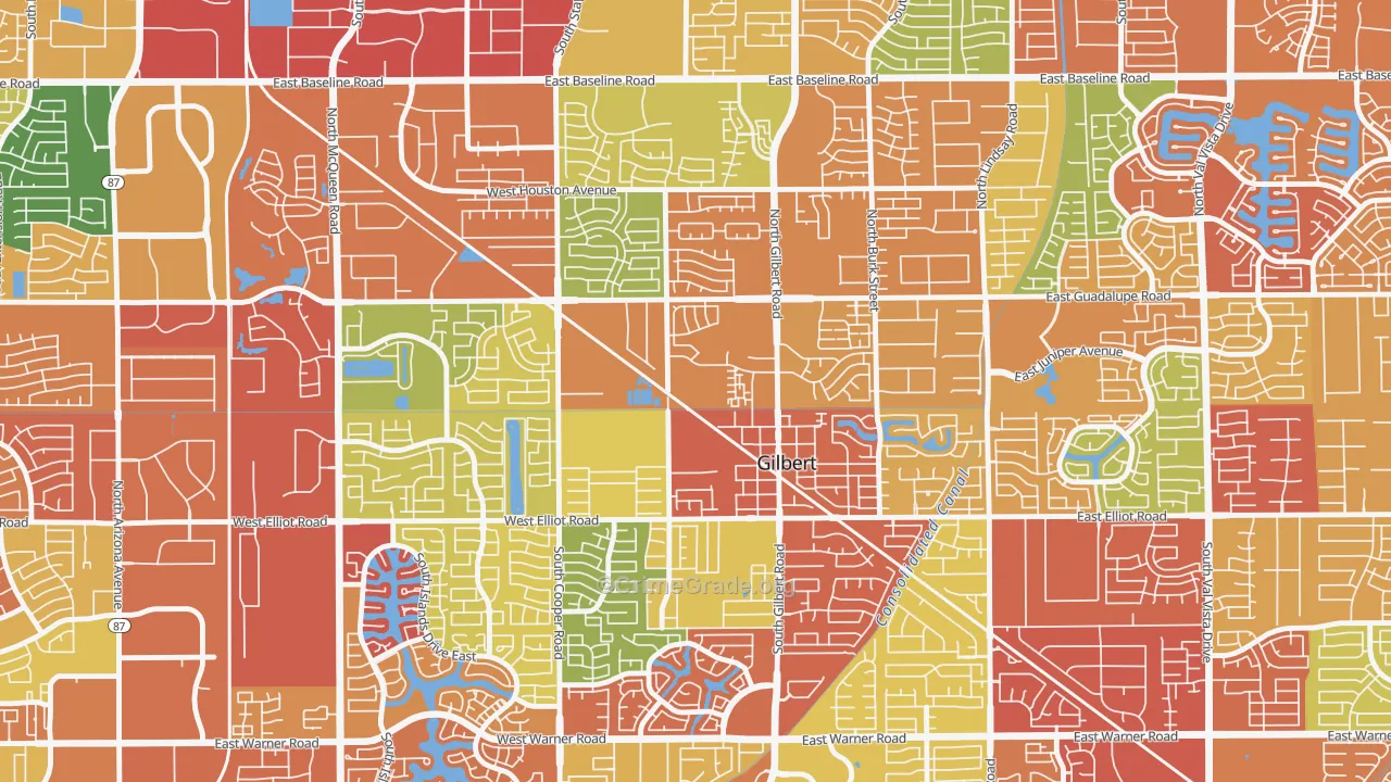 Heritage District, Gilbert, AZ Map of Drug-Related Crime Rates