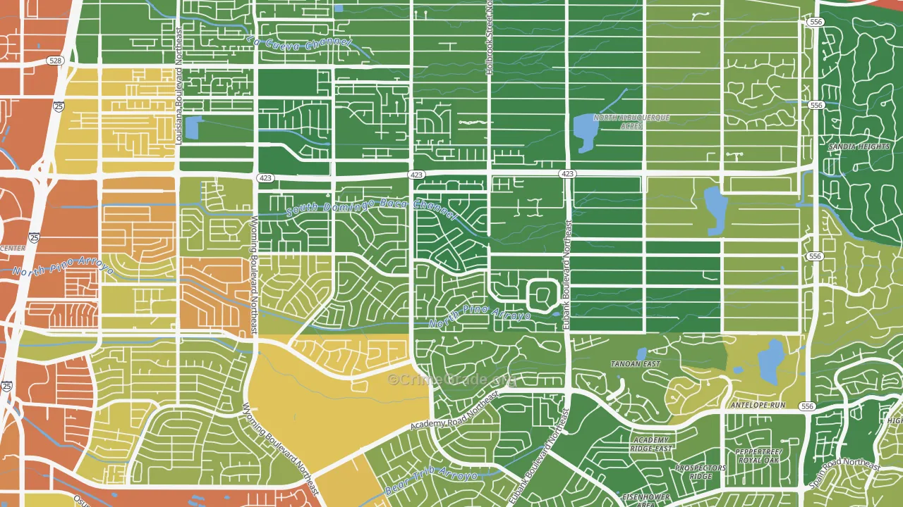 Heritage East, Albuquerque, NM Map of Drug-Related Crime Rates