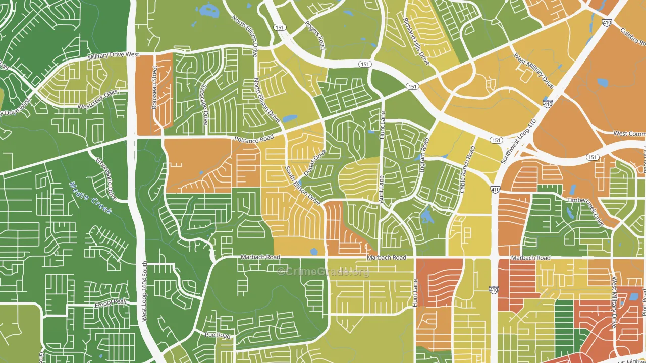 Heritage, San Antonio, TX Map of Drug-Related Crime Rates