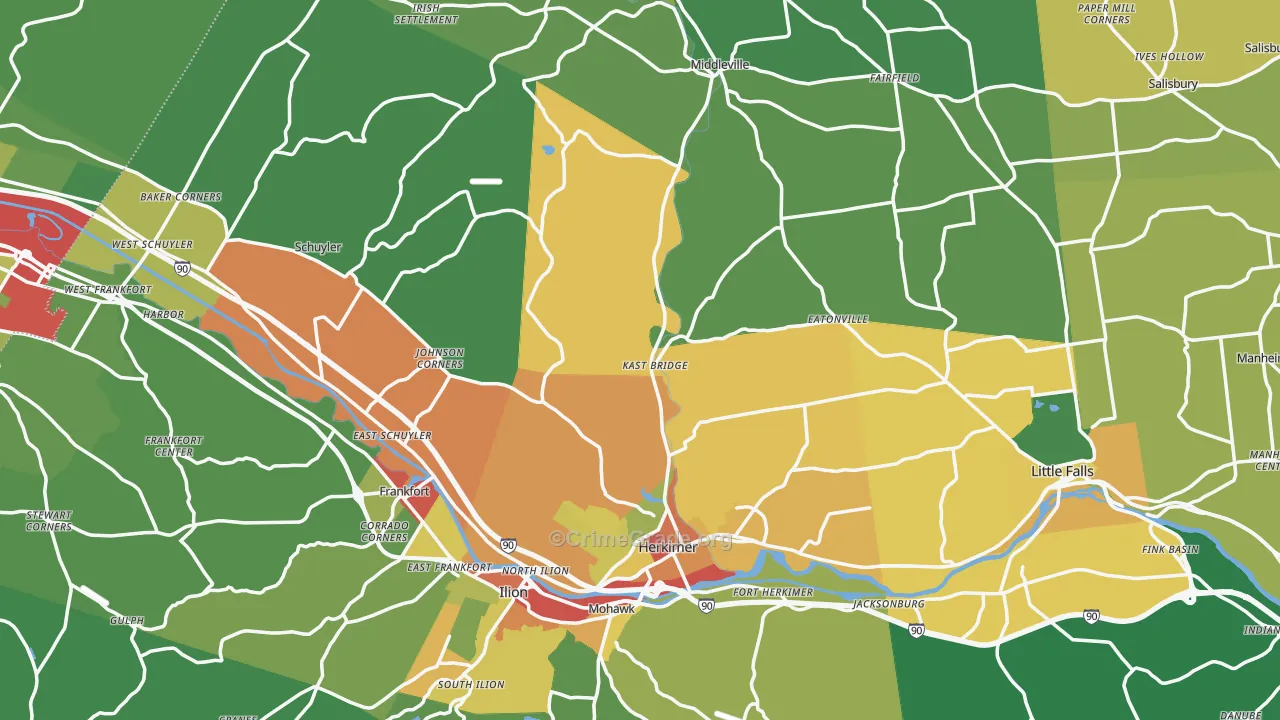 Herkimer County, NY Map of Drug-Related Crime Rates