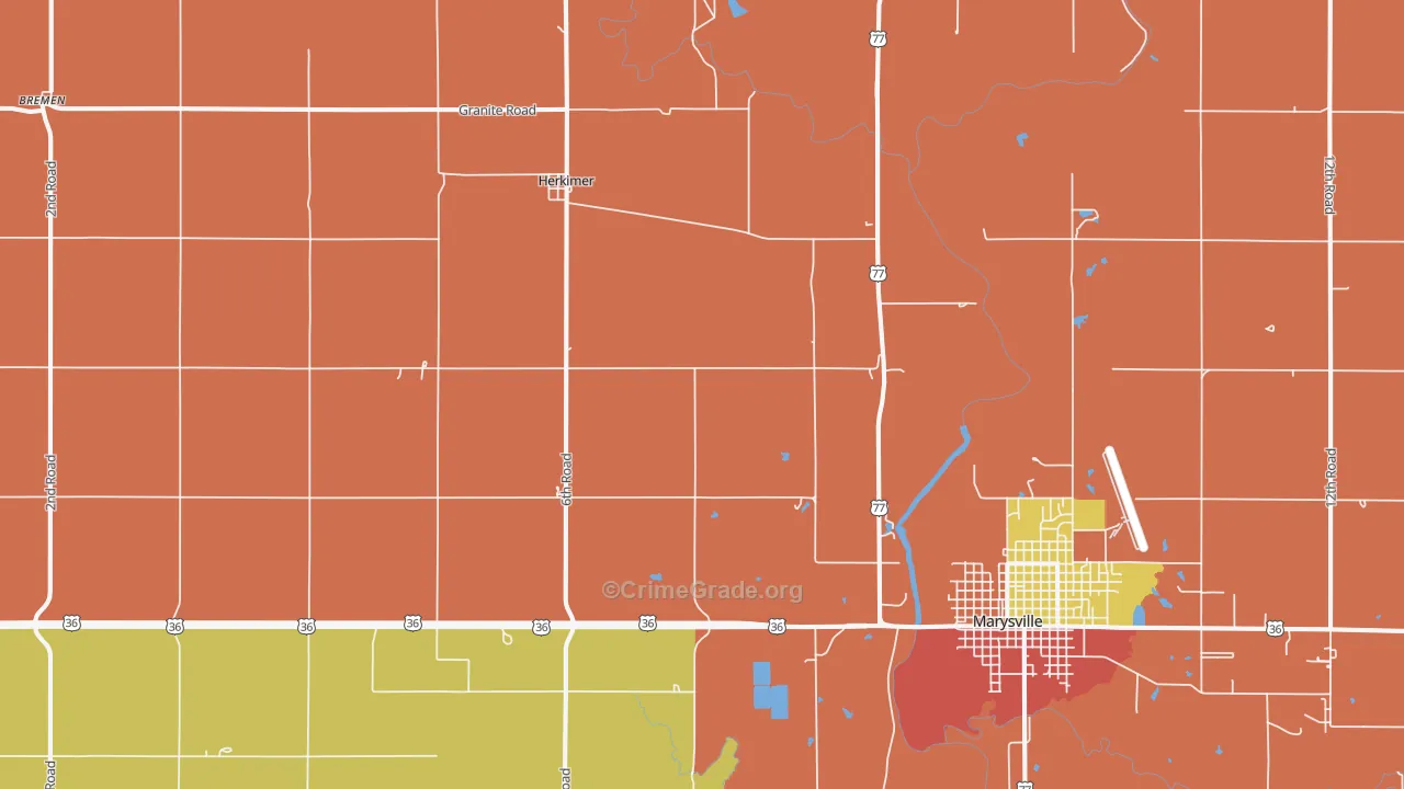 Herkimer, KS Map of Drug-Related Crime Rates