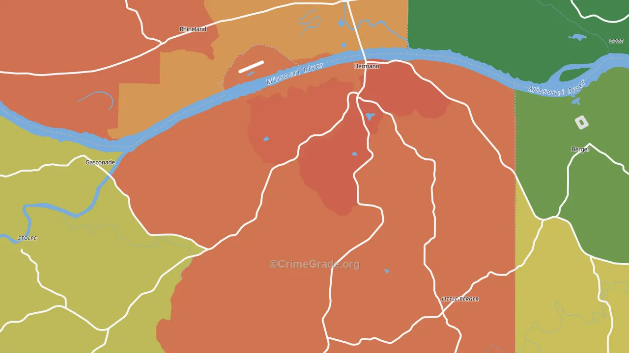Hermann, MO Map of Drug-Related Crime Rates