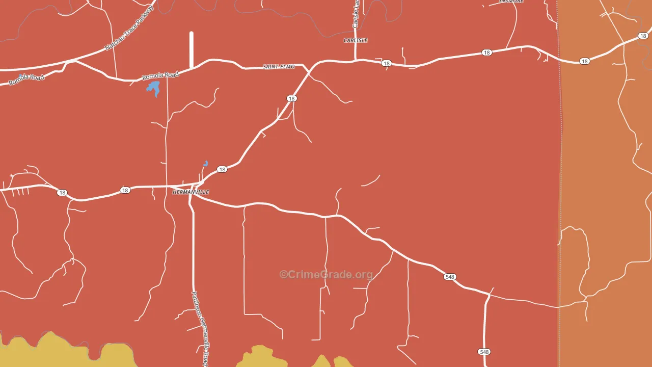 Hermanville, MS Map of Drug-Related Crime Rates