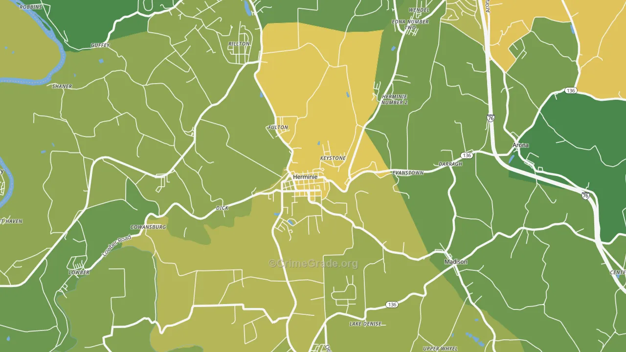 Herminie, PA Map of Drug-Related Crime Rates