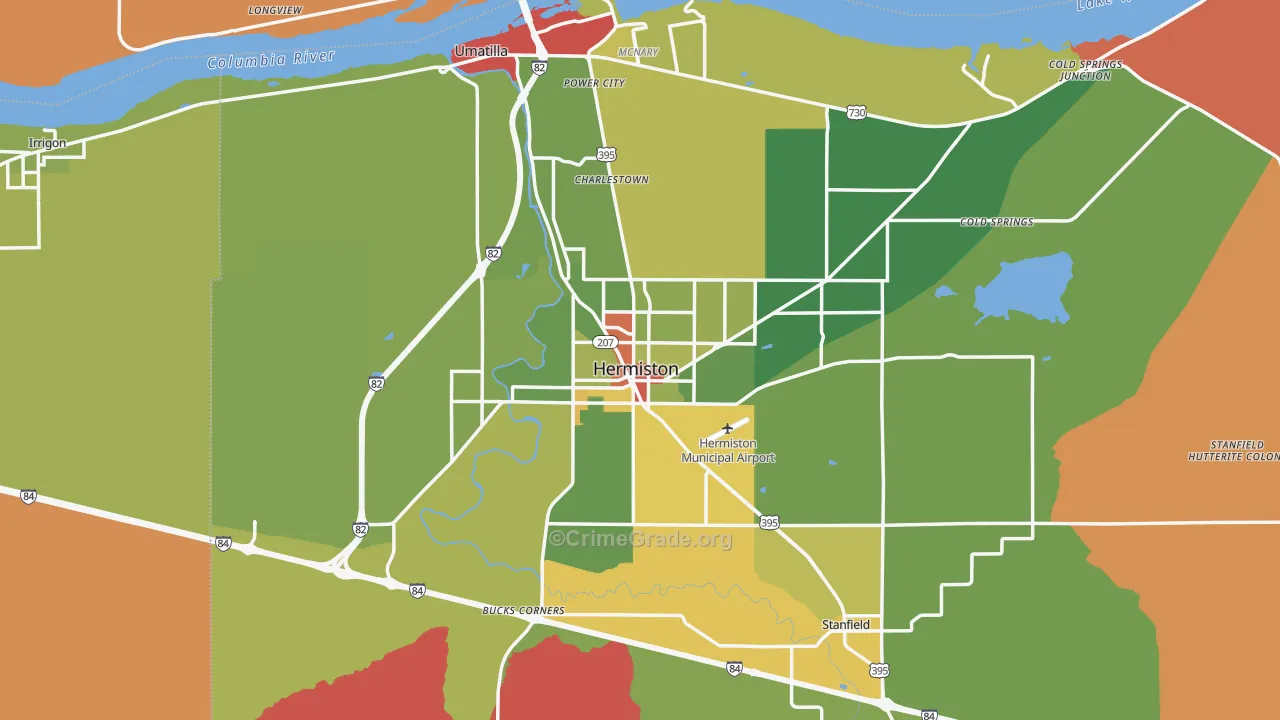 Hermiston, OR Map of Drug-Related Crime Rates