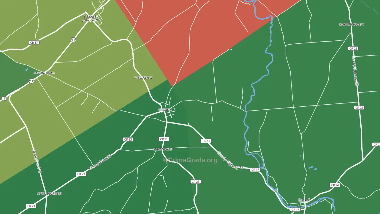 Hermon, NY Map of Drug-Related Crime Rates