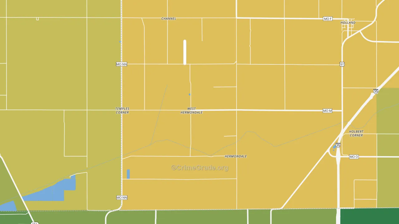 Hermondale, MO Map of Drug-Related Crime Rates