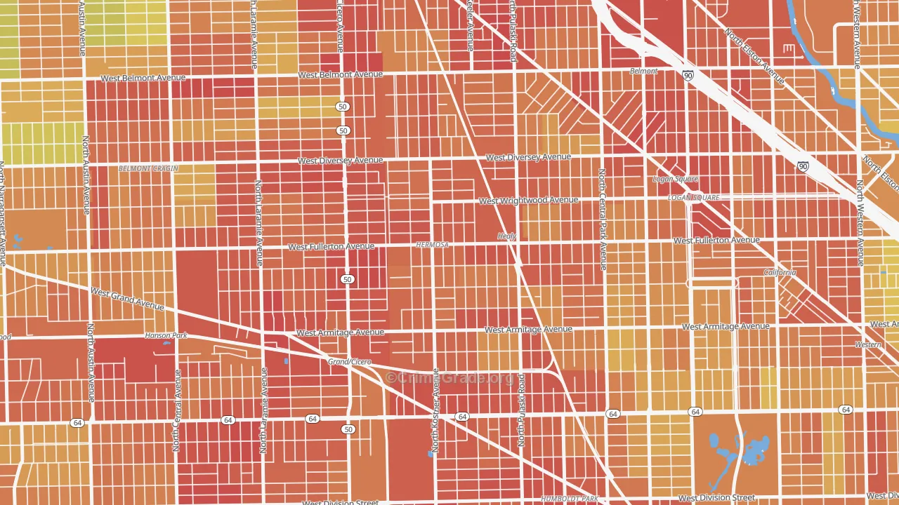 Hermosa, Chicago, IL Map of Drug-Related Crime Rates