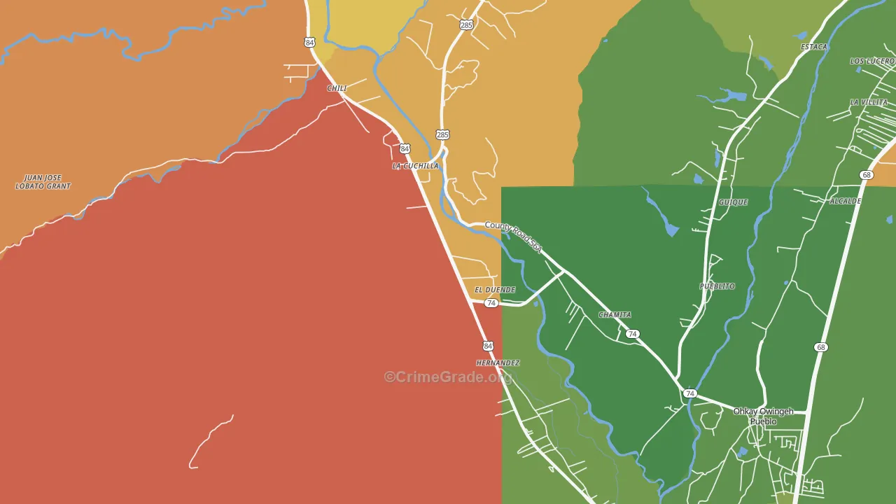 Hernandez, NM Map of Drug-Related Crime Rates