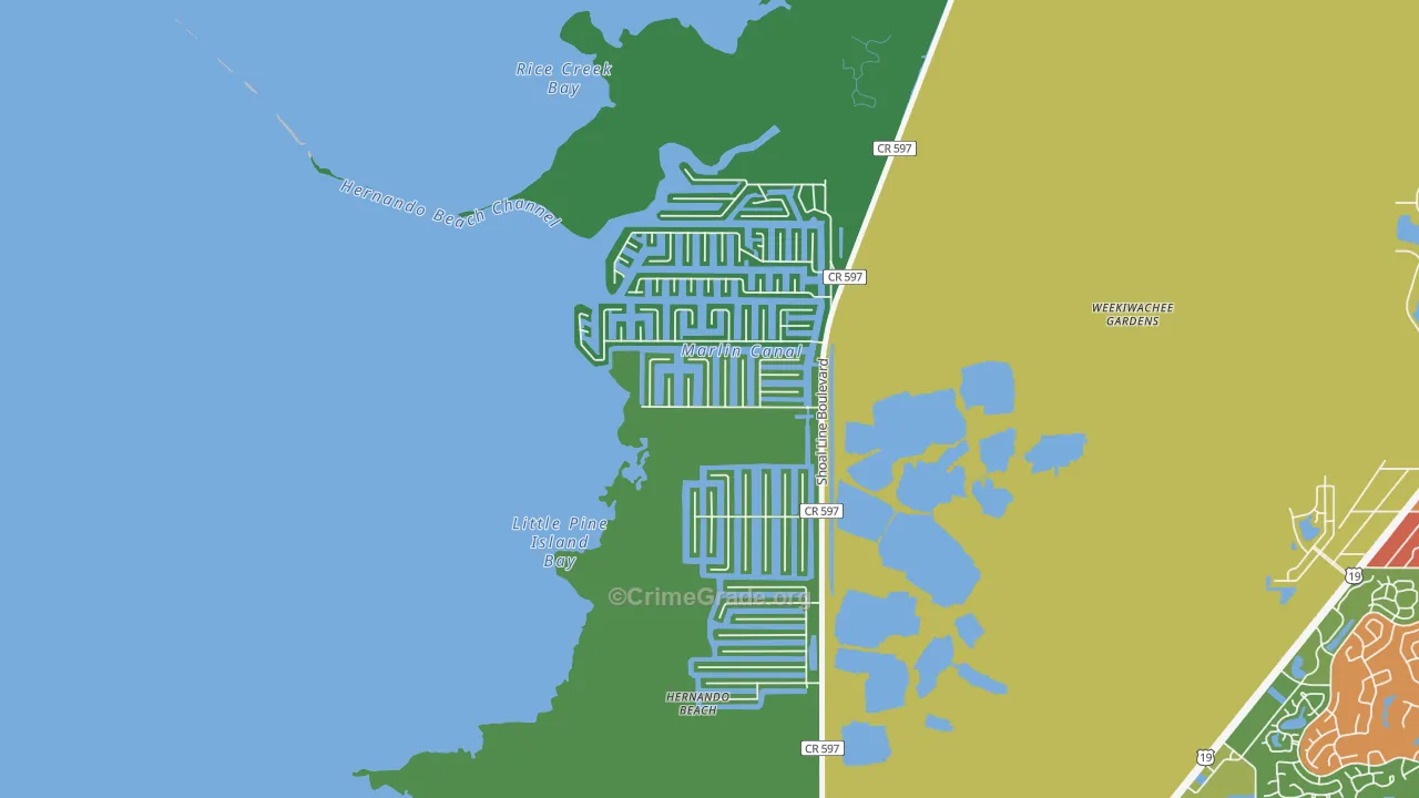 Hernando Beach, FL Map of Drug-Related Crime Rates