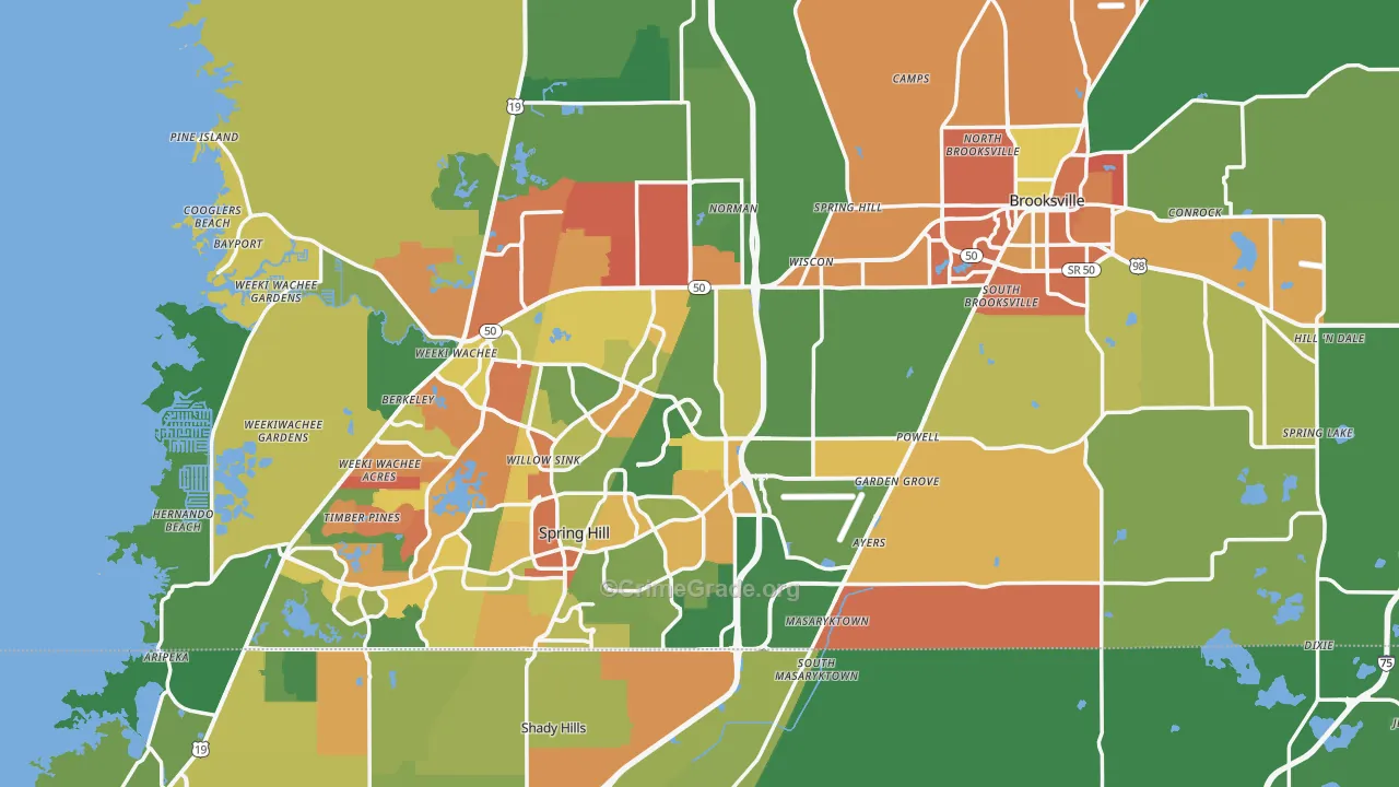 Hernando County, FL Map of Drug-Related Crime Rates
