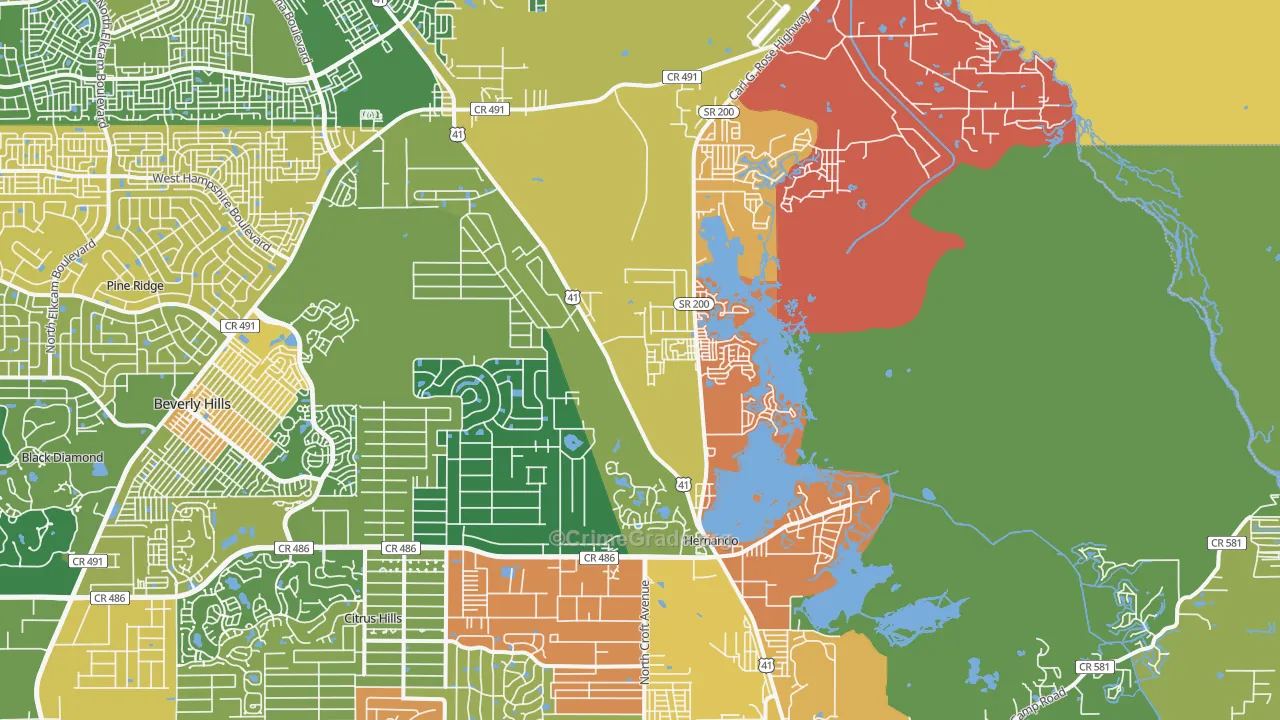 Hernando, FL Map of Drug-Related Crime Rates