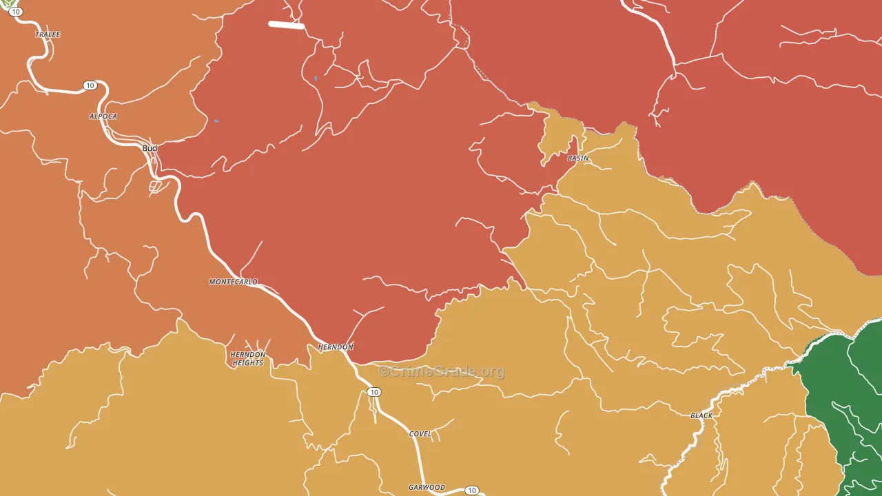 Herndon, WV Map of Drug-Related Crime Rates