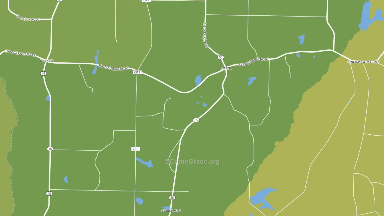 Herod, GA Map of Drug-Related Crime Rates
