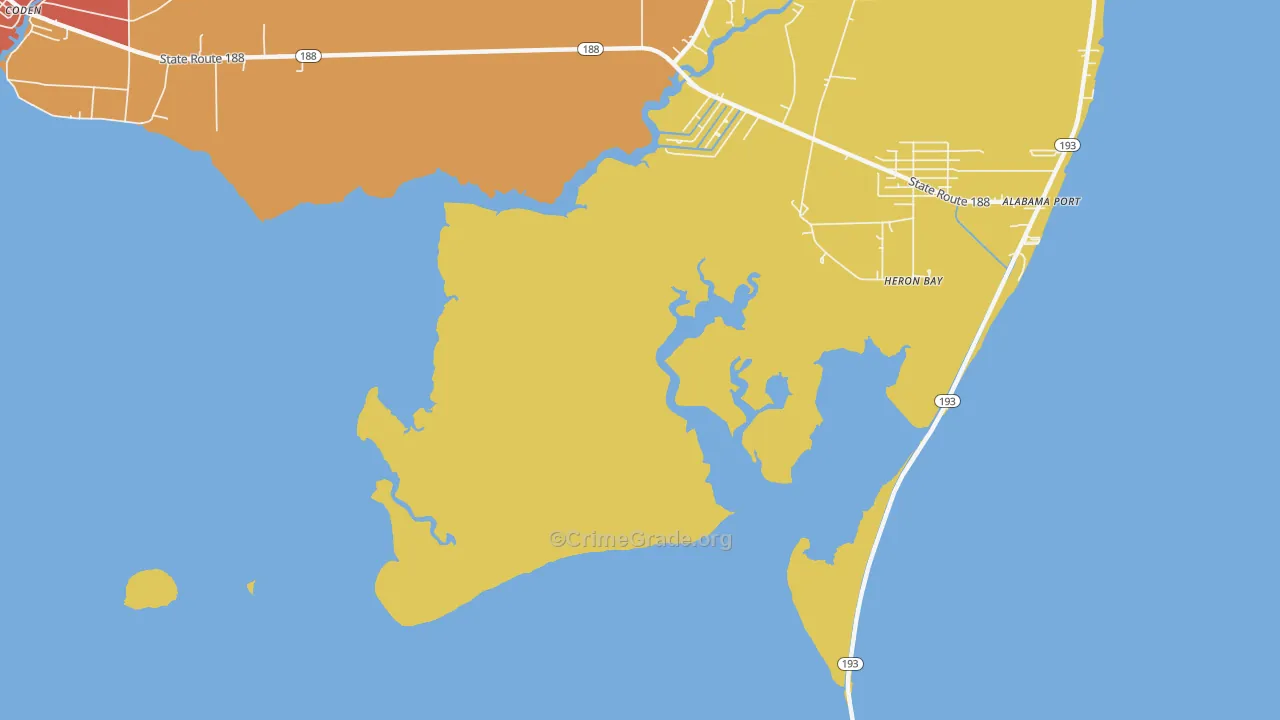 Heron Bay, AL Map of Drug-Related Crime Rates