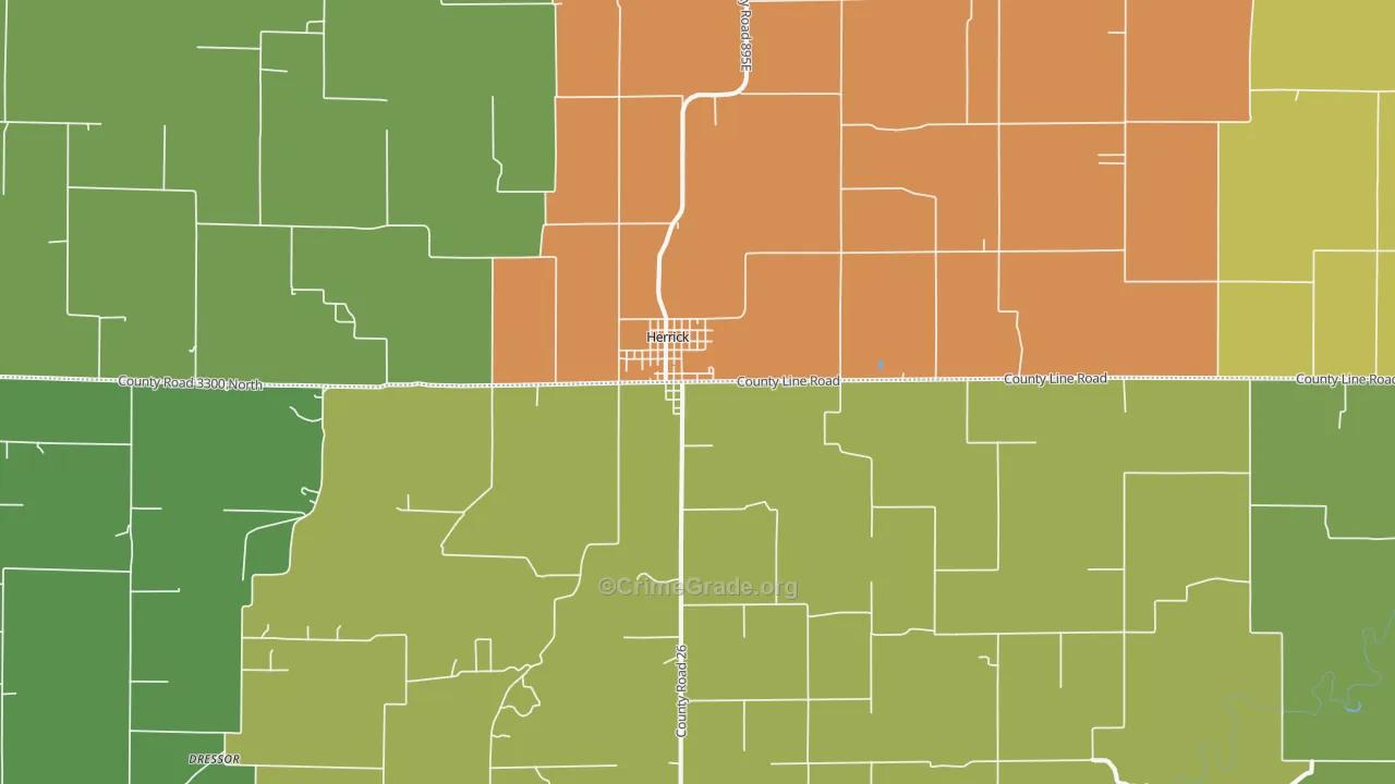 Herrick, IL Map of Drug-Related Crime Rates