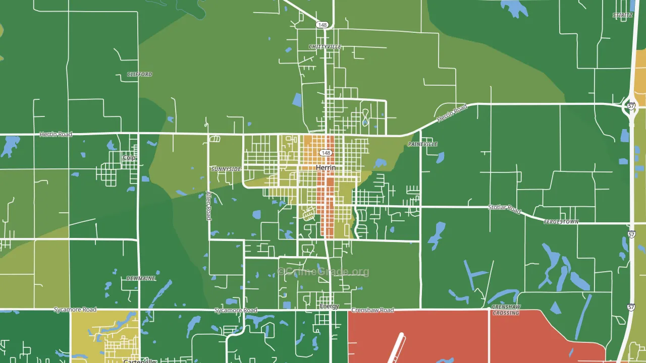 Herrin, IL Map of Drug-Related Crime Rates