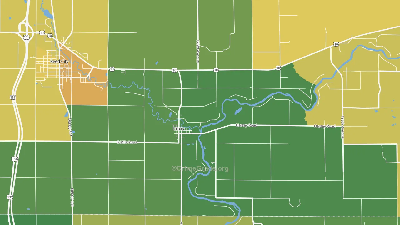 Hersey, MI Map of Drug-Related Crime Rates