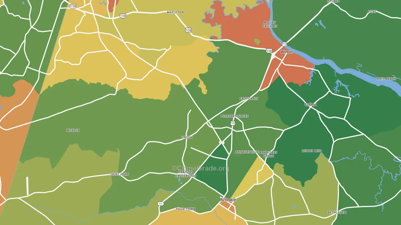 Hertford County, NC Map of Drug-Related Crime Rates