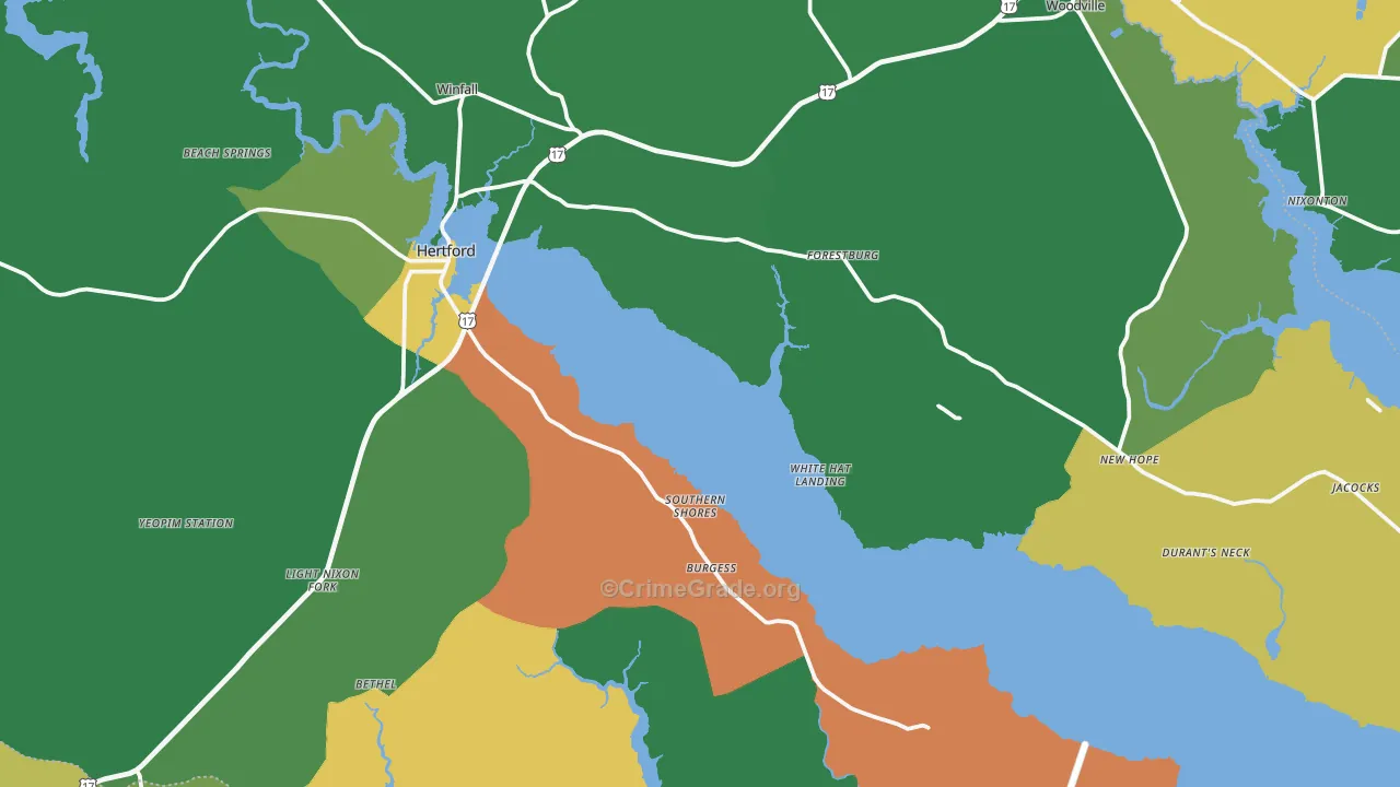 Hertford, NC Map of Drug-Related Crime Rates