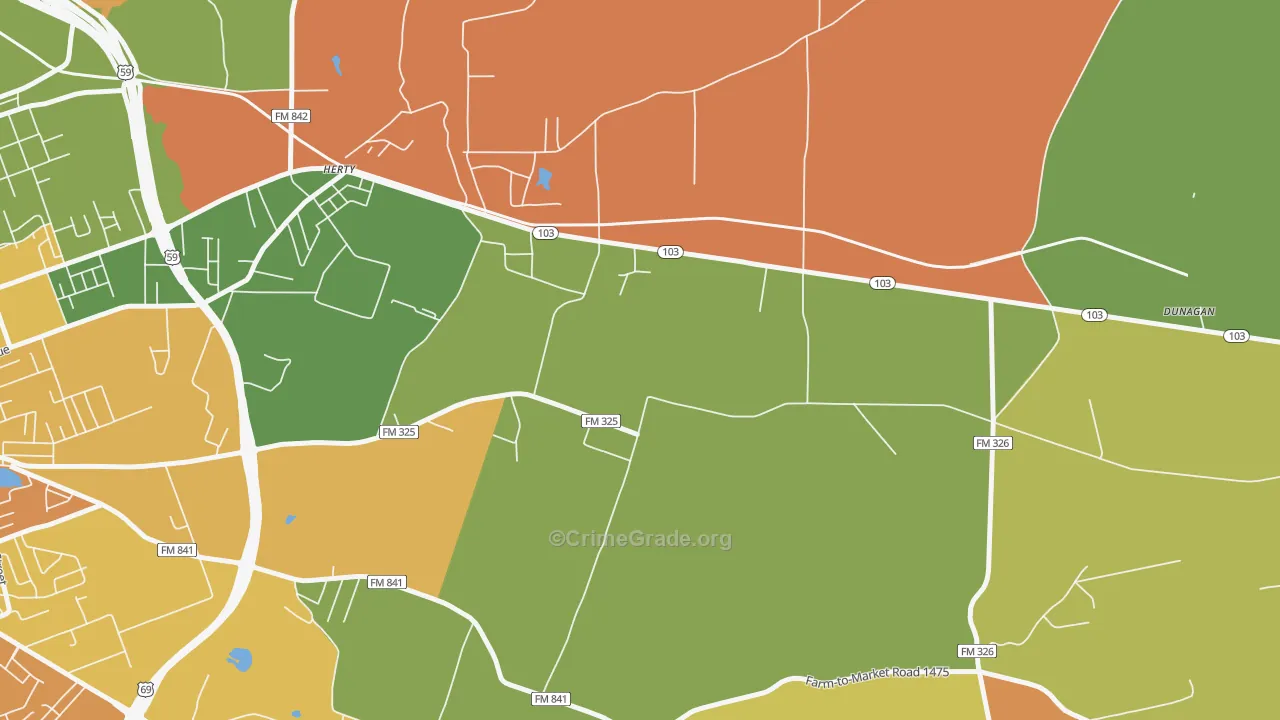 Herty, TX Map of Drug-Related Crime Rates