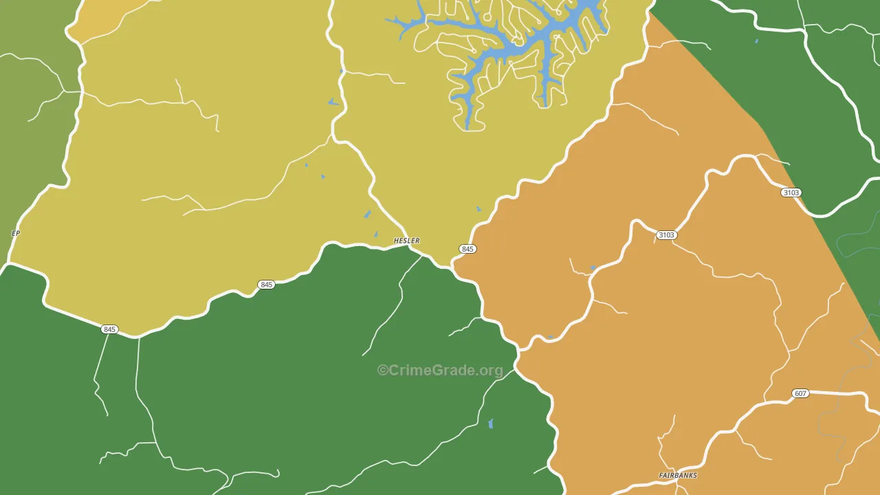 Hesler, KY Map of Drug-Related Crime Rates