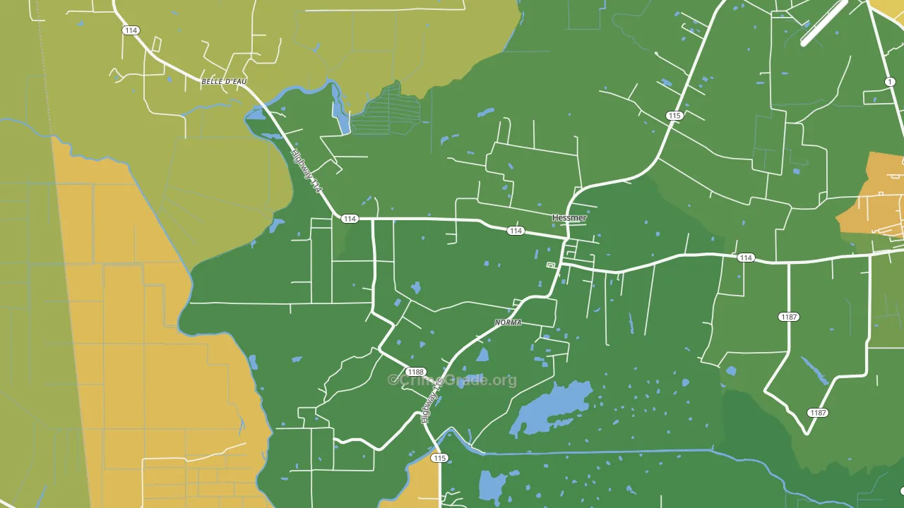 Hessmer, LA Map of Drug-Related Crime Rates