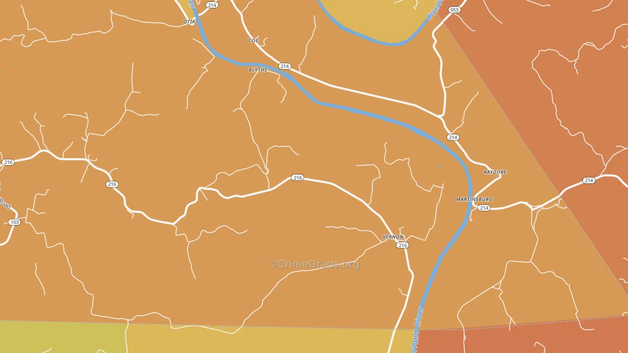 Hestand, KY Map of Drug-Related Crime Rates