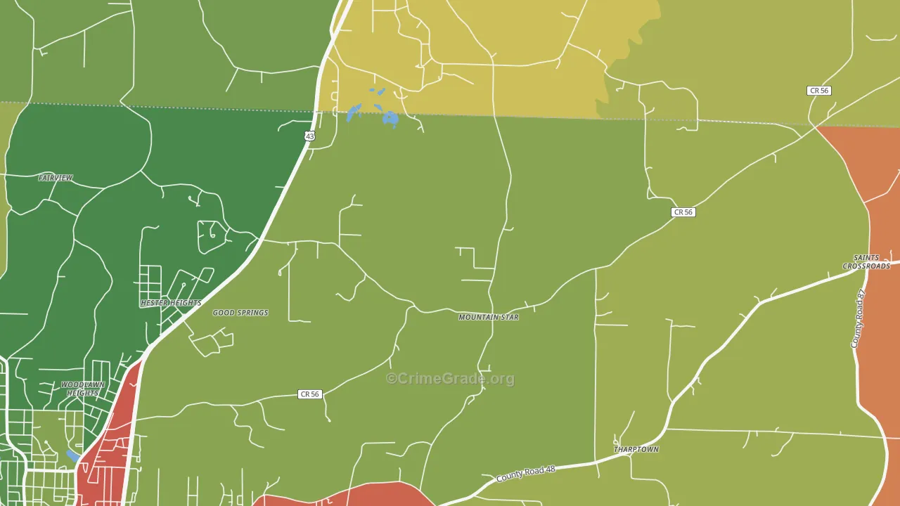 Hester Heights, AL Map of Drug-Related Crime Rates