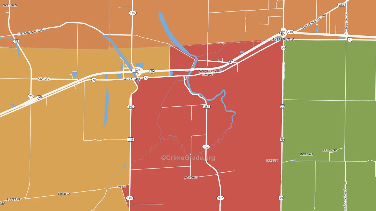 Heth, AR Map of Drug-Related Crime Rates